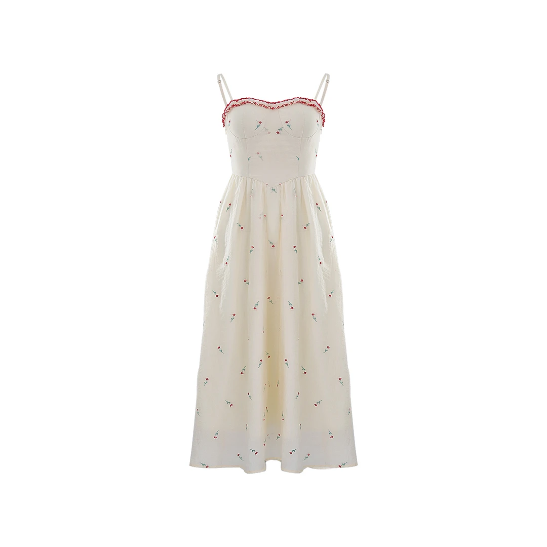 LAOXIAO服饰【云水瑶】夏法式复古吊带收腰气质连衣裙甜美优雅353