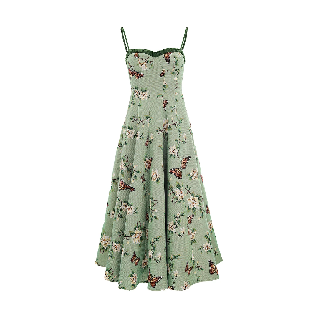 LAOXIAO服饰【栀子花开】 碎花吊带连衣裙气质仙女裙气质高级感283