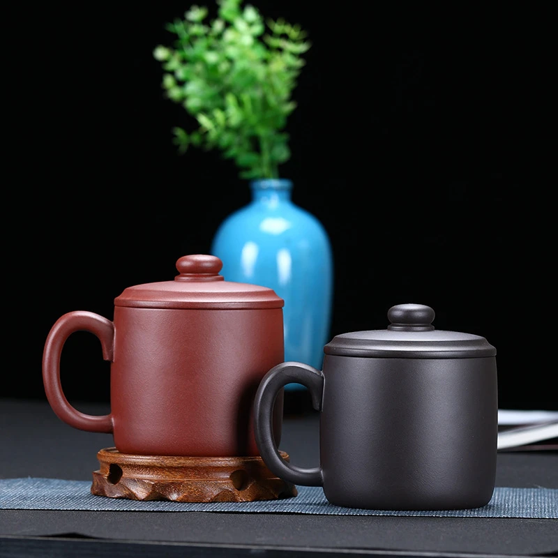 巨轮杯宜兴紫砂茶杯盖杯原矿紫泥石黄杯子办公杯礼品礼品家用新品