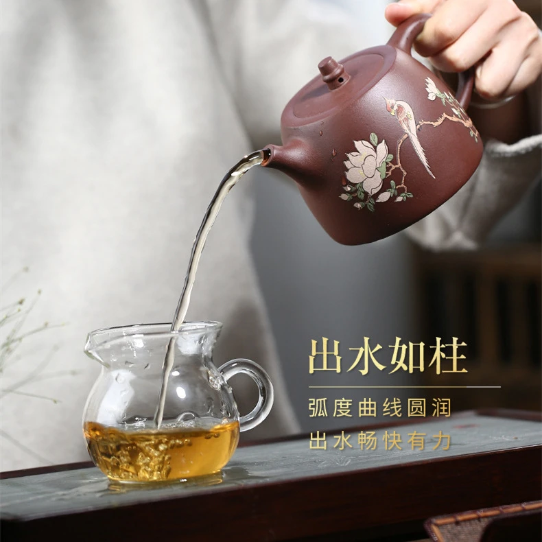 小鸟大汉铎壶宜兴紫砂茶壶手工老紫泥壶430毫升大容量泡茶壶