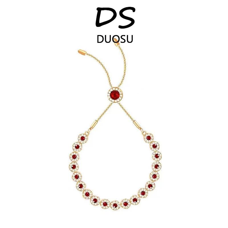 铜合金合成锆石手链 【视觉盛宴】心心相印抽拉式贵气手链 32X0017