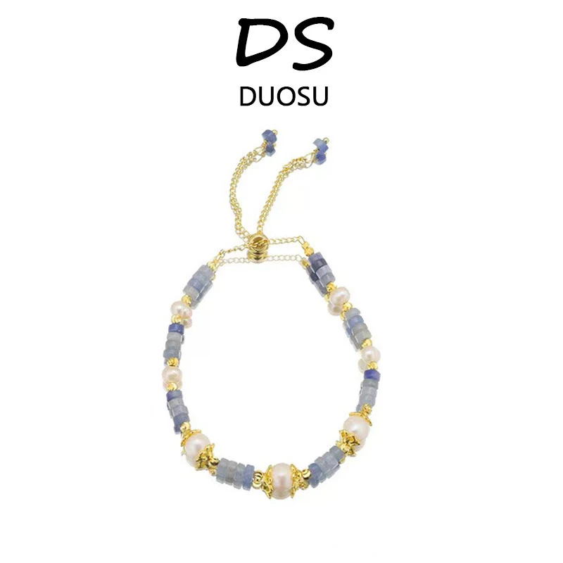 铜合金仿珍珠手链 【蓝精灵】串珠拼接珠珠抽拉式手链 32X0021