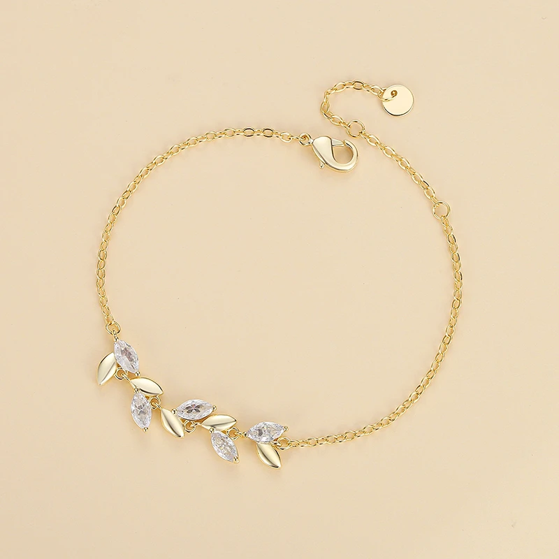 铜合金合成锆石手链 【秋日麦穗】金灿灿拼接麦穗手链 38X0024