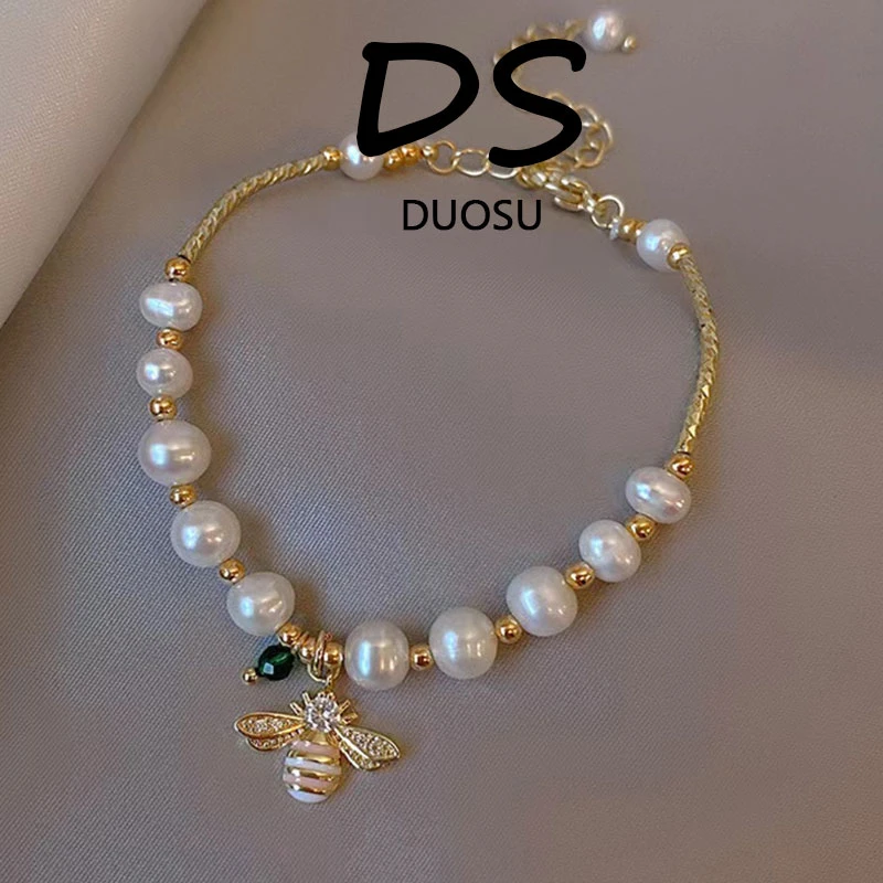 铜合金仿珍珠手链 【小蜜蜂】珠珠彩色蜜蜂手链 32X0025