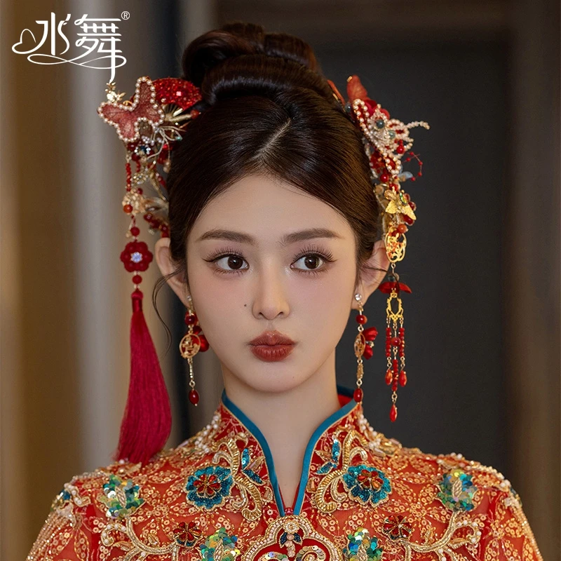 水舞U1501新娘头饰中式发簪步摇古风高级感发钗旗袍秀禾订婚发饰