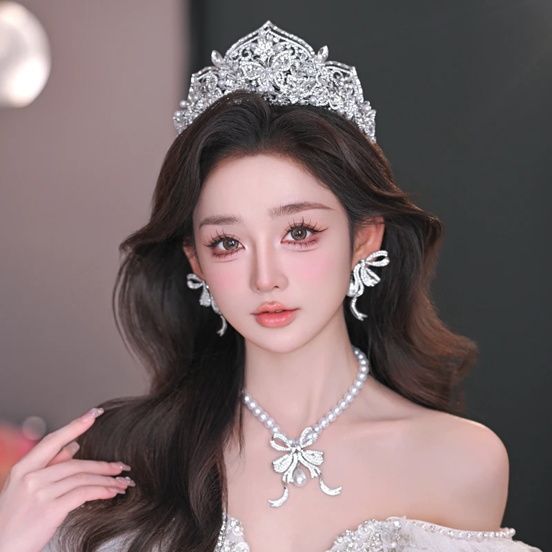 水舞A5209银色水钻叠戴皇冠气质公主生日王冠礼物新娘婚礼头饰