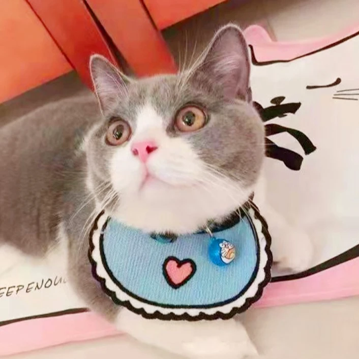 猫咪网红丝百搭纯手工生日可爱围脖口水巾围兜狗狗围巾宠物口水巾