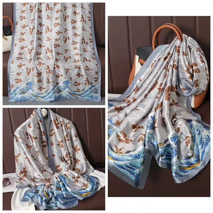 100新款夏季百搭杭州丝绸丝巾90*180#3909