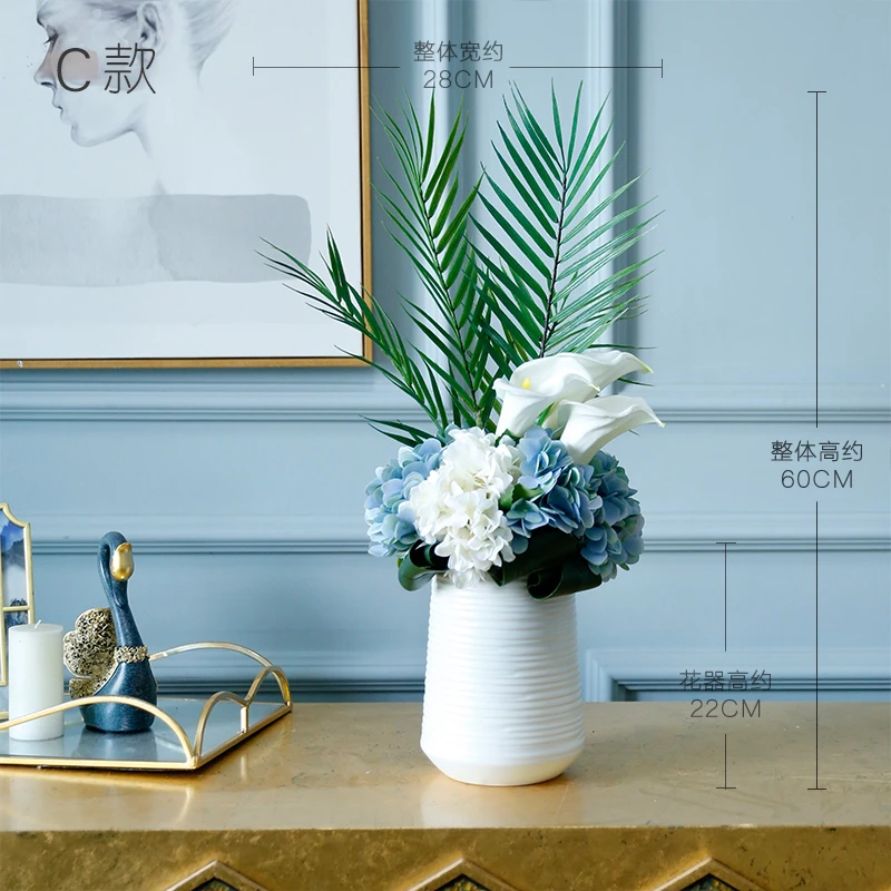 高档轻奢仿真花客厅摆设件样板房会所设计酒店餐厅新颖装饰花摆件