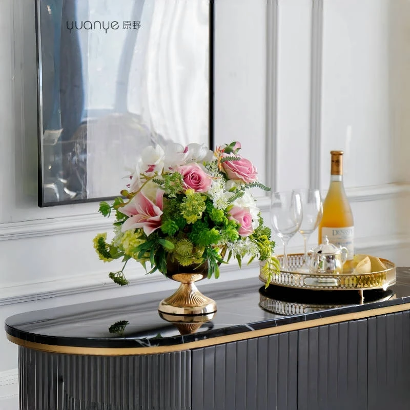 高端轻奢欧式仿真花装饰花摆件电视柜前台软装饰品客厅会所假花