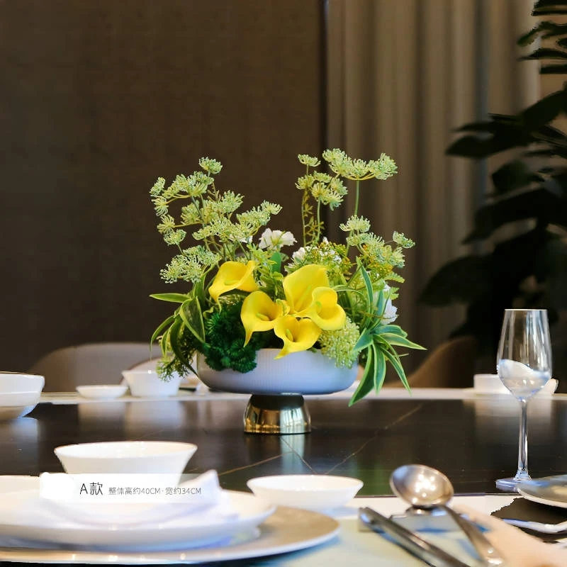 高端餐桌花高级感逼真酒店餐厅玄关茶几摆设件轻奢装饰假花仿真花