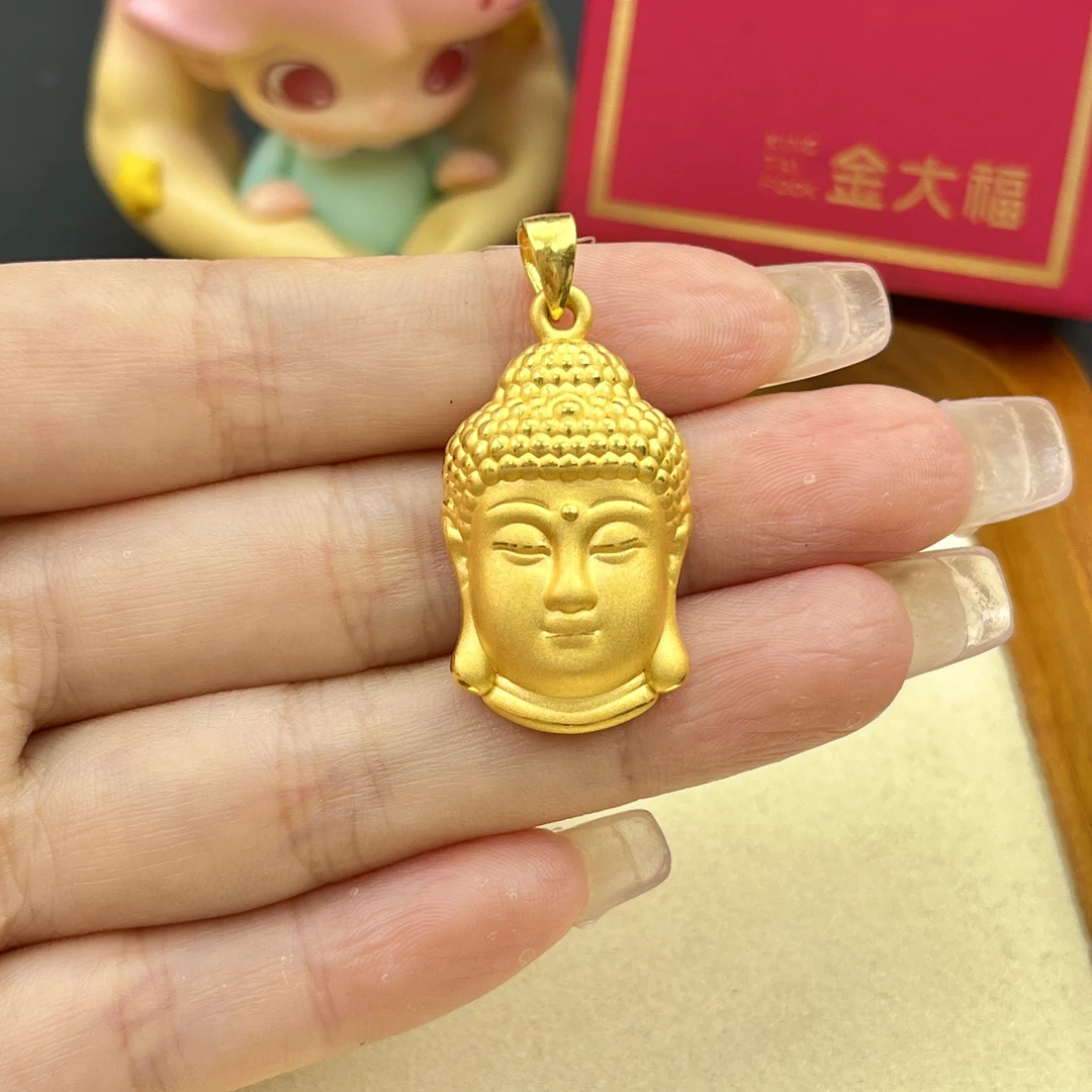 金大福足金999永保平安佛头吊坠克重可选
