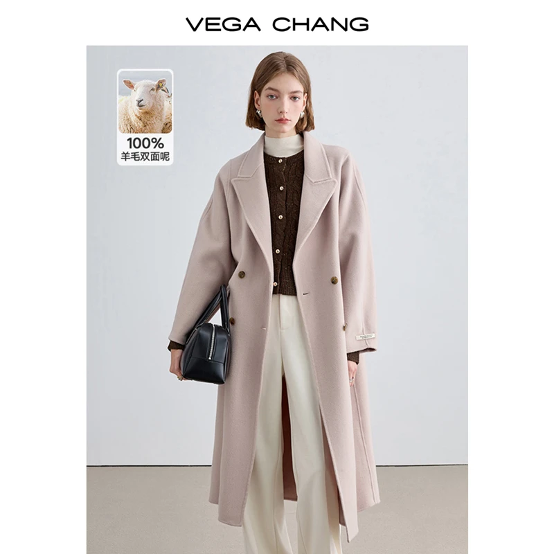 VEGA CHANG随性慵懒长款毛呢100%羊毛双面呢秋冬氛围感气质设计款