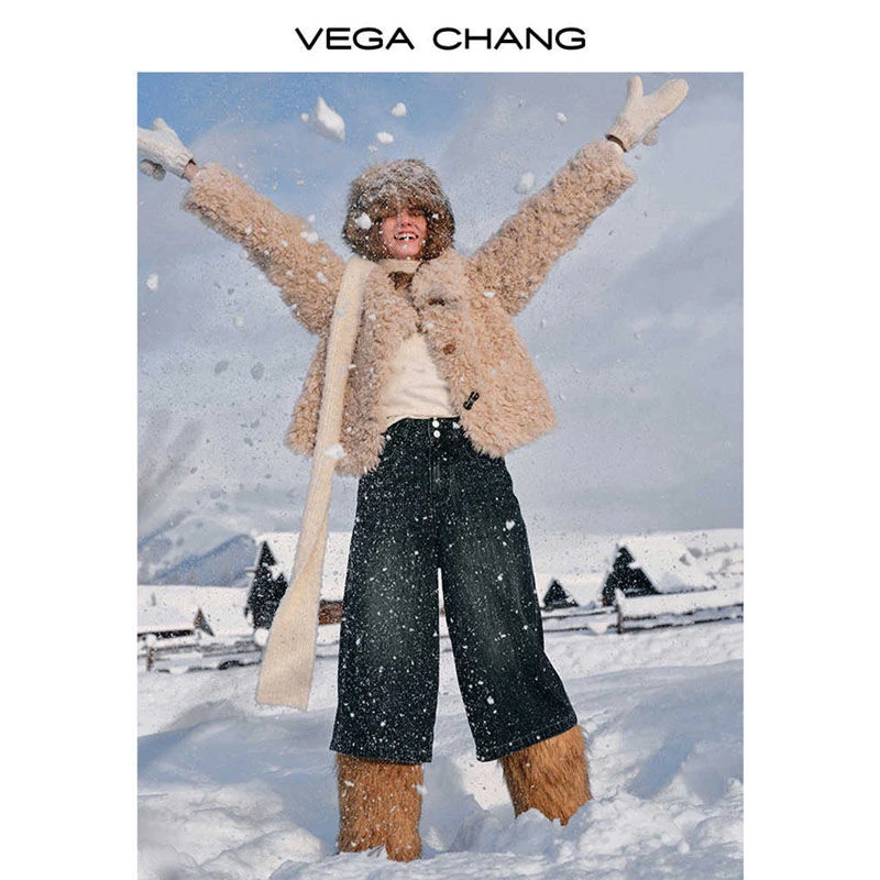 VEGA CHANG短款毛毛外套女秋冬2024高级感慵懒设计感宽松气质上衣