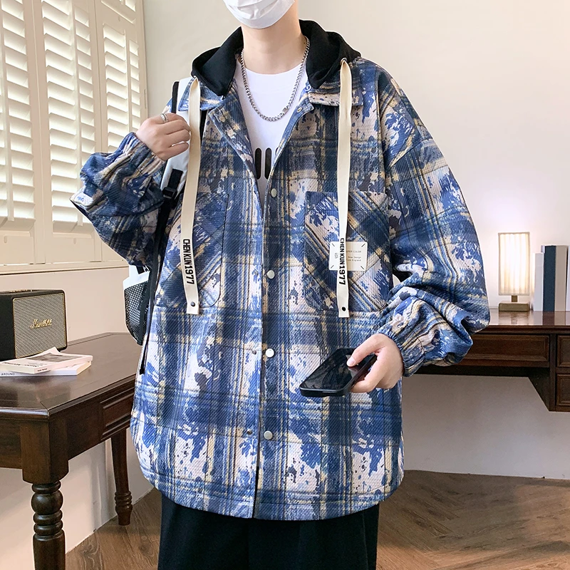 春秋季新款青少年中学生男生港风宽松潮流休闲可脱卸连帽夹克外套