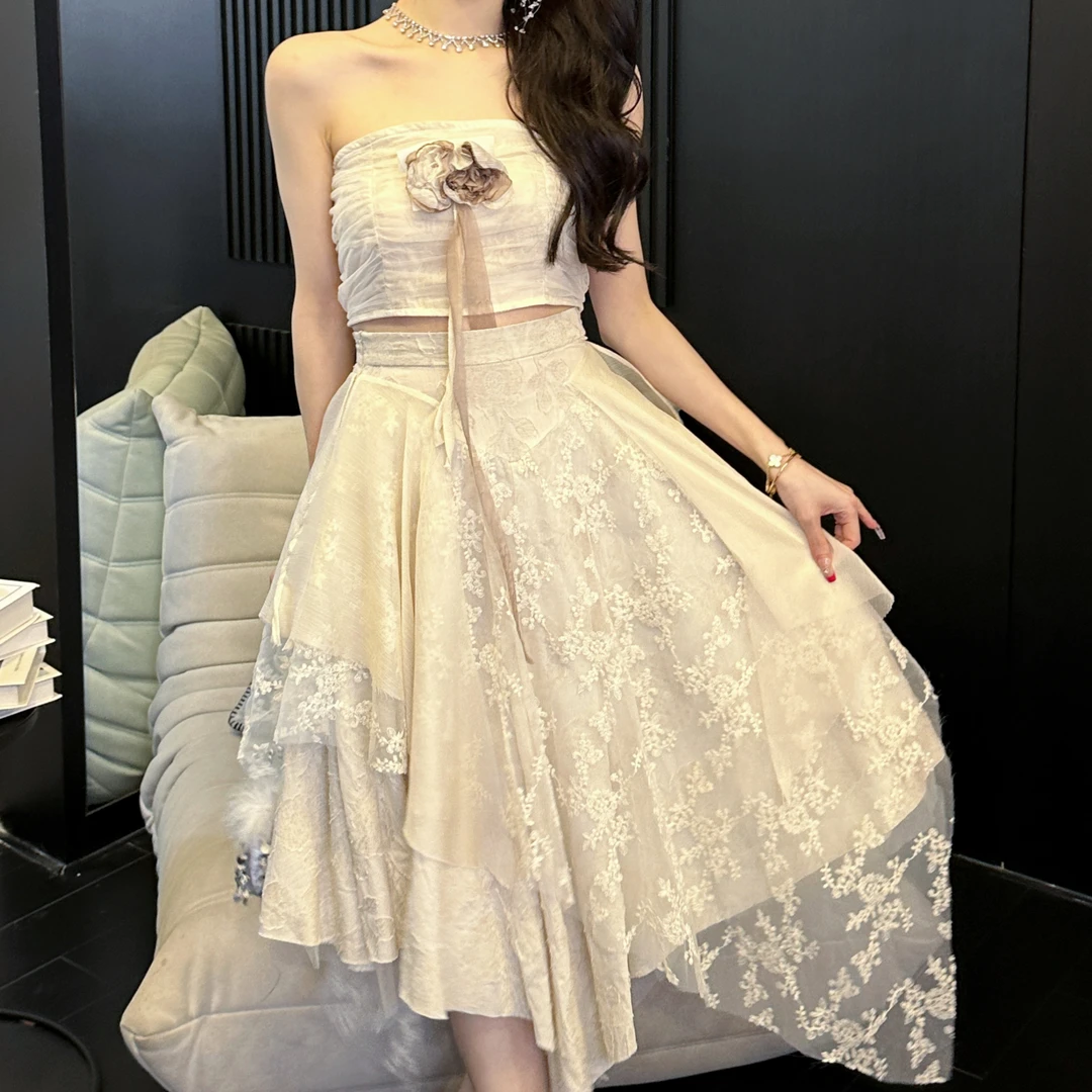 2023新款杏花微雨套装御姐女装高级感洋气约会裙子两件套XS3407