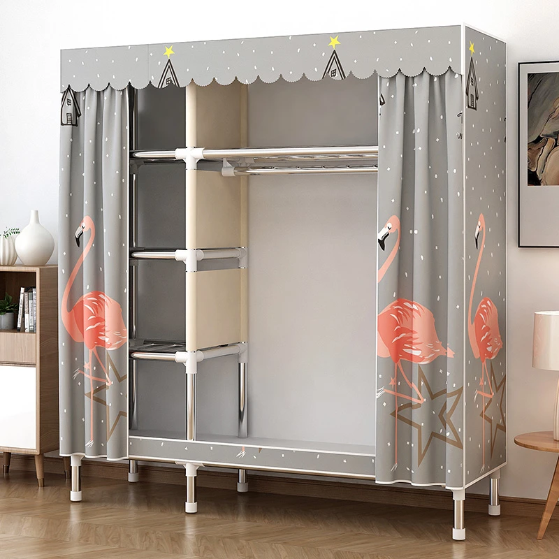 简易衣柜家用卧室大容量落地布衣柜钢管结实耐用经济型组装出租房