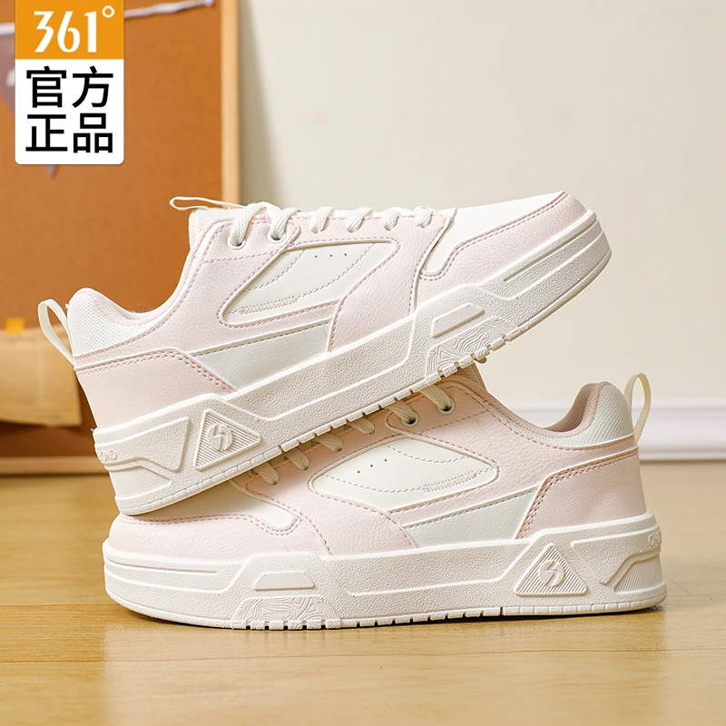 361°板鞋女鞋皮面小白鞋2025秋季新款轻便休闲鞋女款运动鞋子