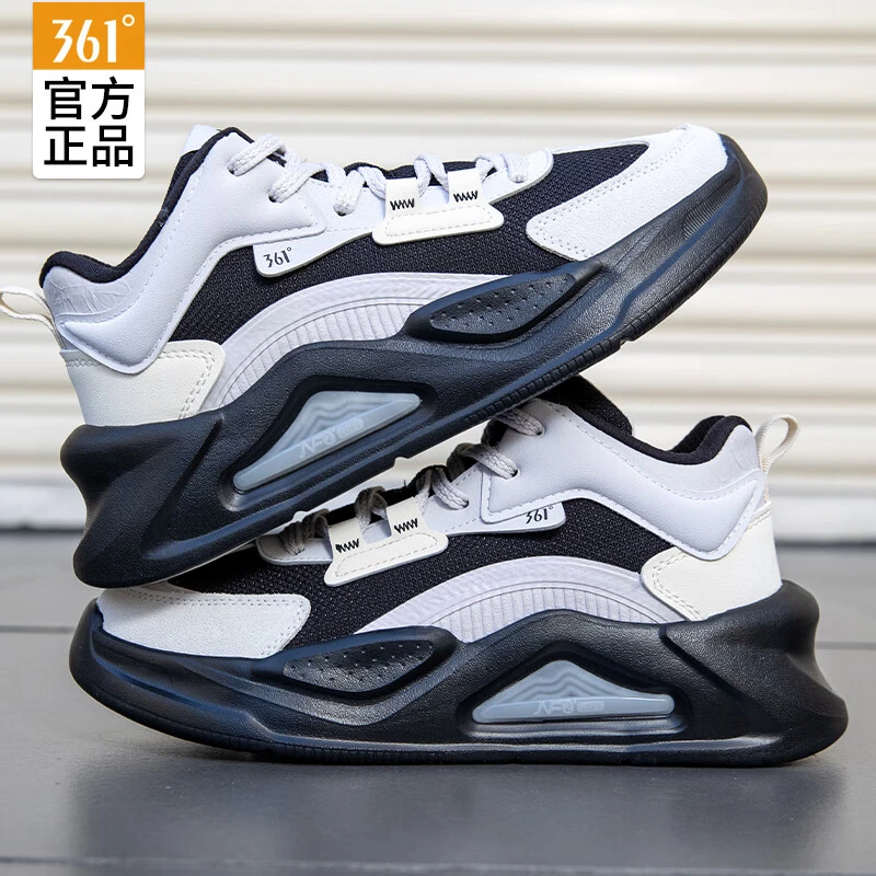 361°运动鞋女鞋秋季皮面高帮户外休闲鞋子女个性百搭风格跑步鞋女