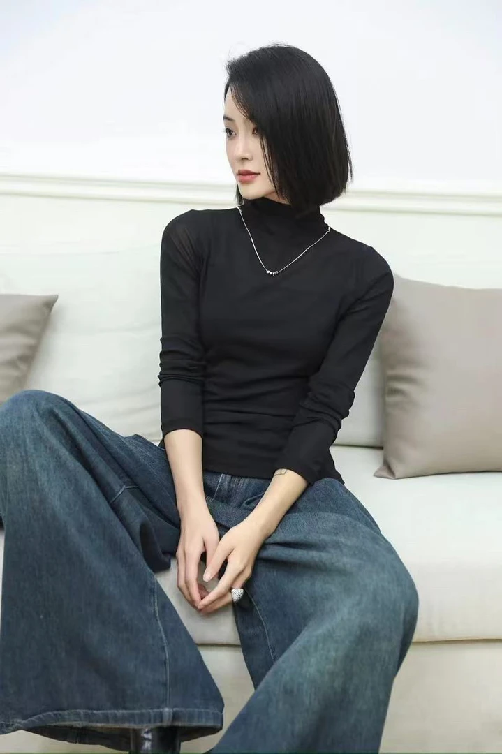 时尚网纱百搭打底衫