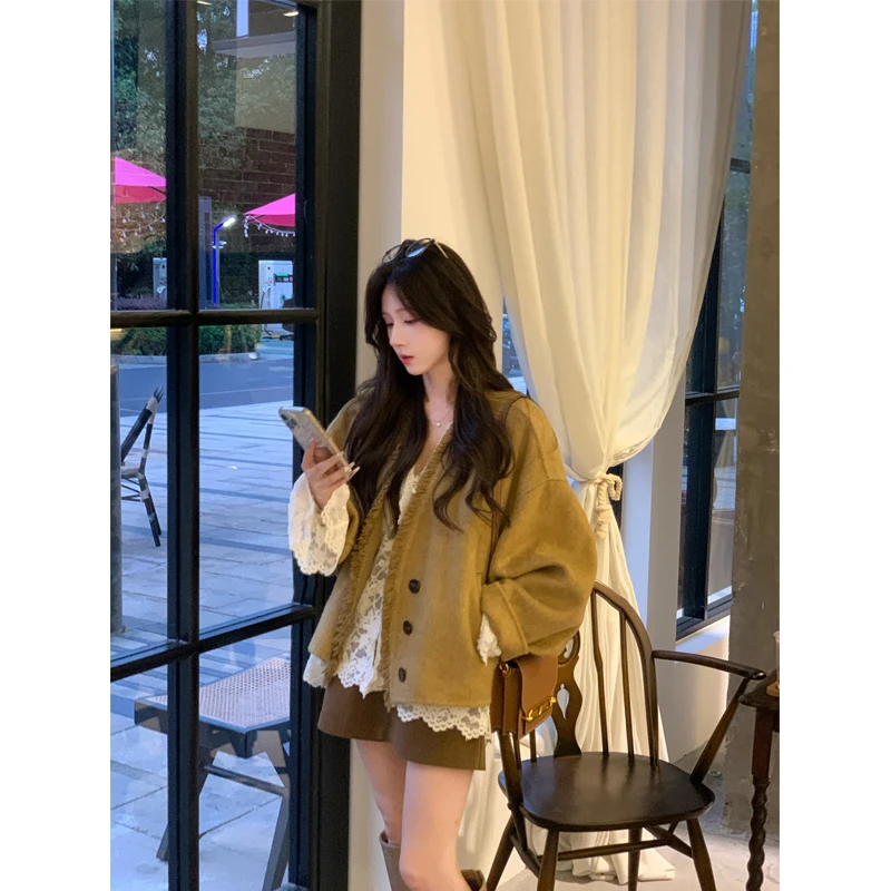 鱼er【遇见暮色】设计师高定流苏双面呢大衣秋冬保暖精致外套女