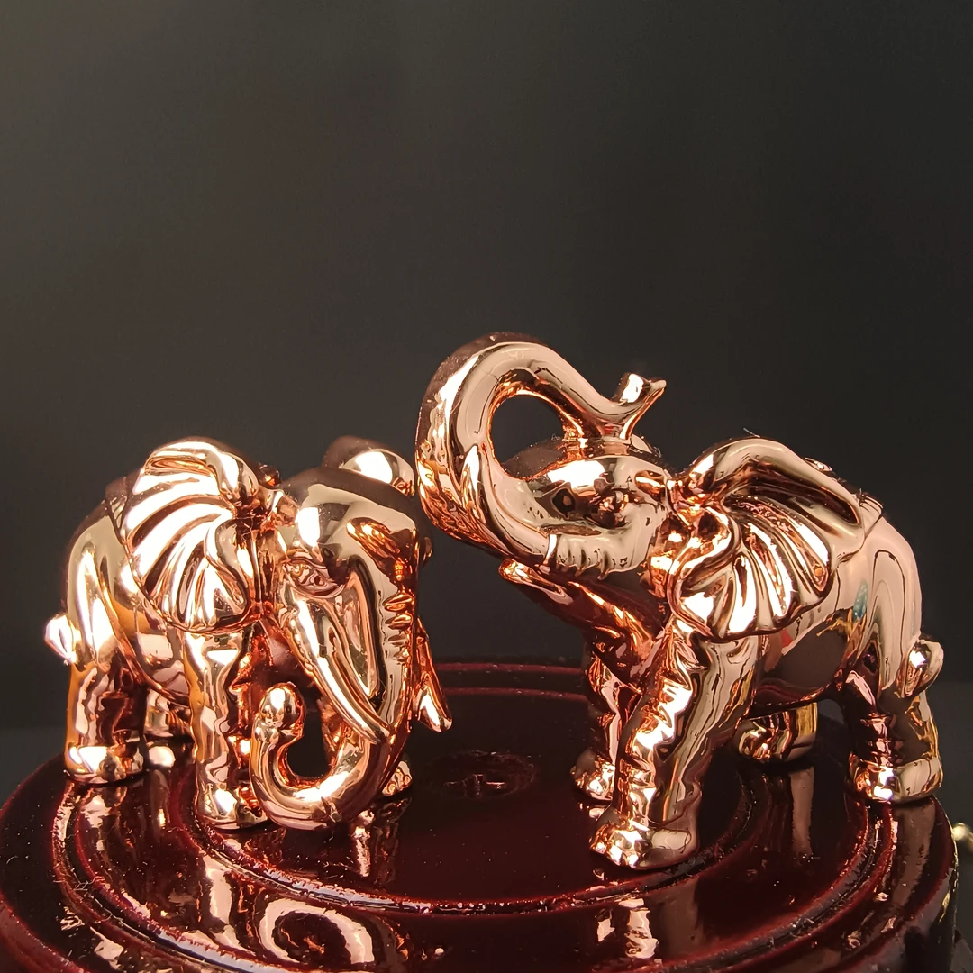 紫铜大象一对摆件