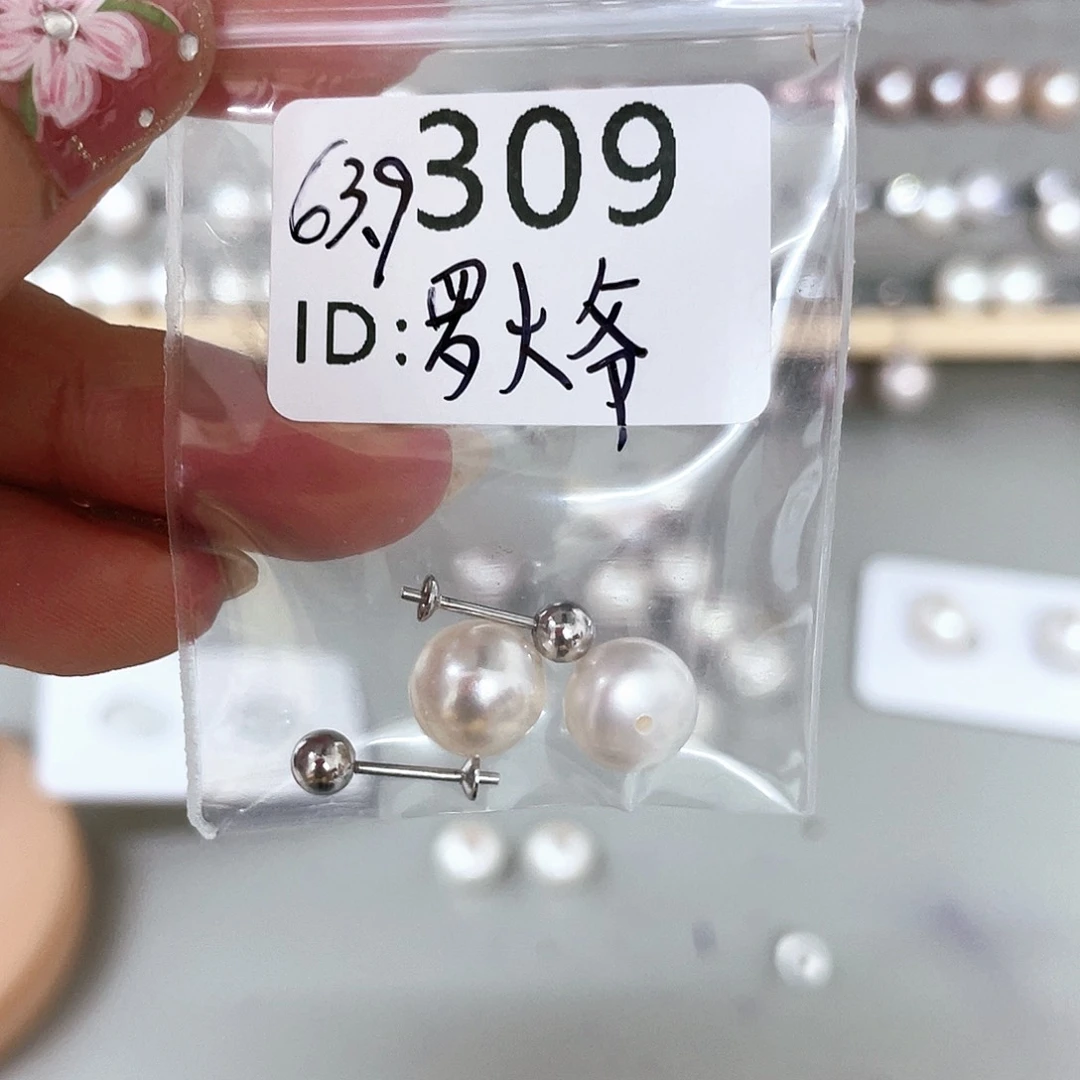 淡水珍珠耳饰足银镶嵌