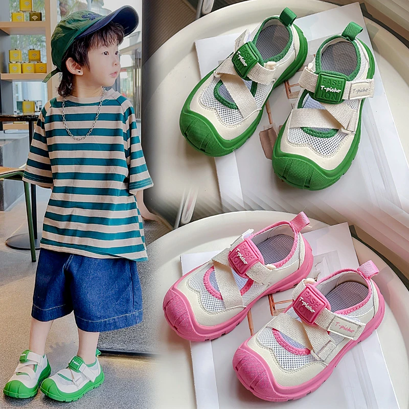 男童包头凉鞋2025夏季新款儿童休闲鞋软底透气女童运动凉鞋-7719