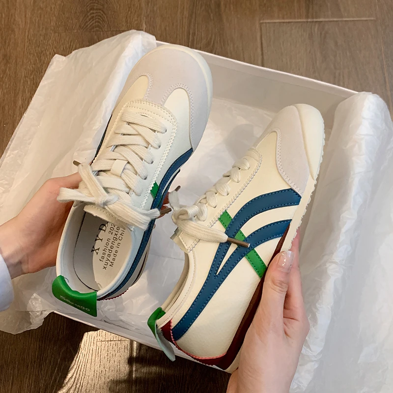 女款轻便跑步休闲运动单鞋小白鞋阿甘女鞋2024新款复古德训运动鞋