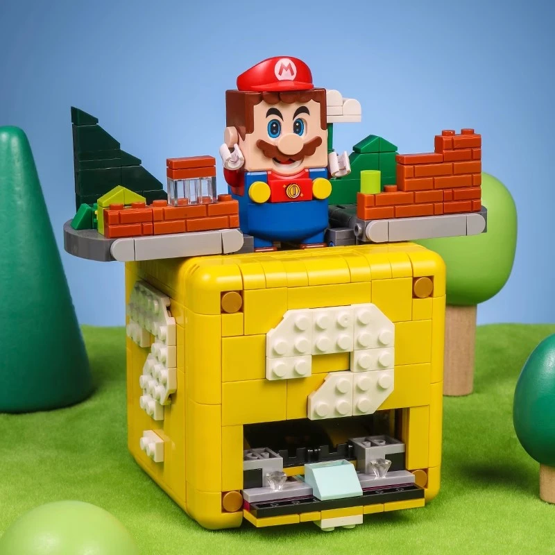 中国积木超级马里奥问号箱盒子拼装益智积木玩具女孩男孩益智礼物