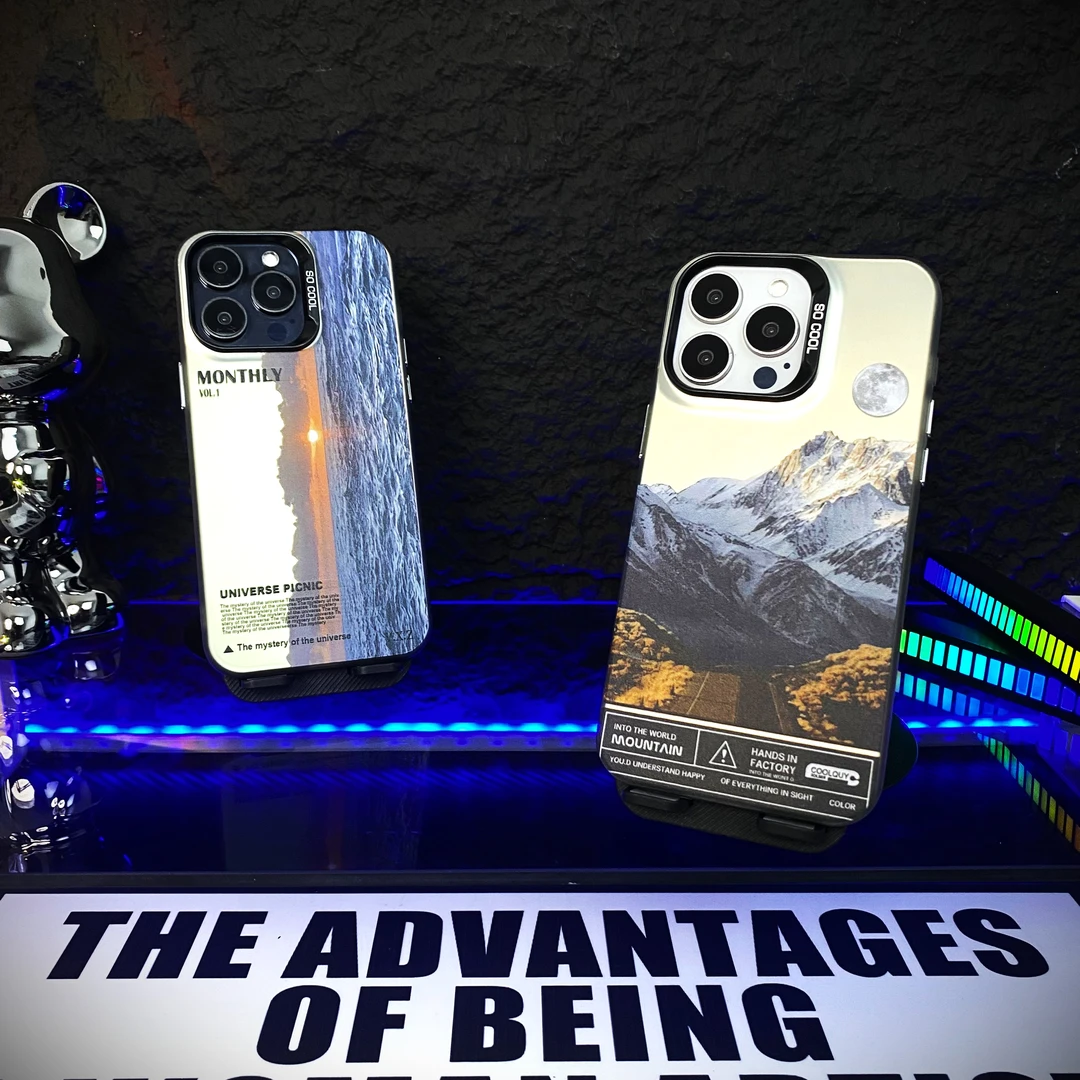 雪山-日出-IMD彩银潮牌软包边硬背板散热-防摔个性创意图案手机壳