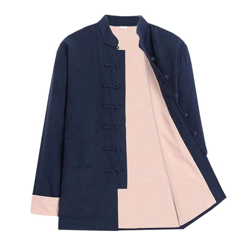 XIANYIN/弦吟春秋棉麻加厚双层中国风唐装居士太极服咏春练功服