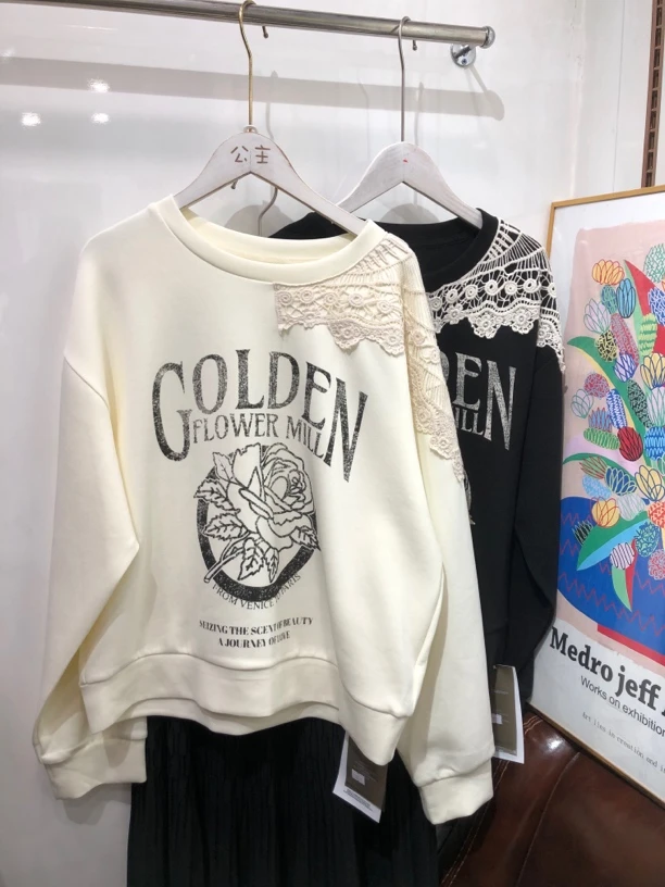 81269 时尚简约百搭印花纯棉T恤女秋季新款设计感（衣长59左右）