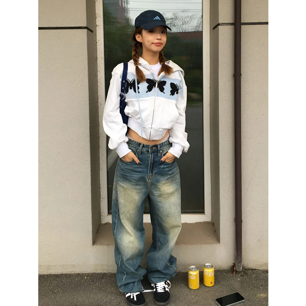 美式高街慵懒风短款外套女秋冬季设计感小众高级感超好看开衫卫衣