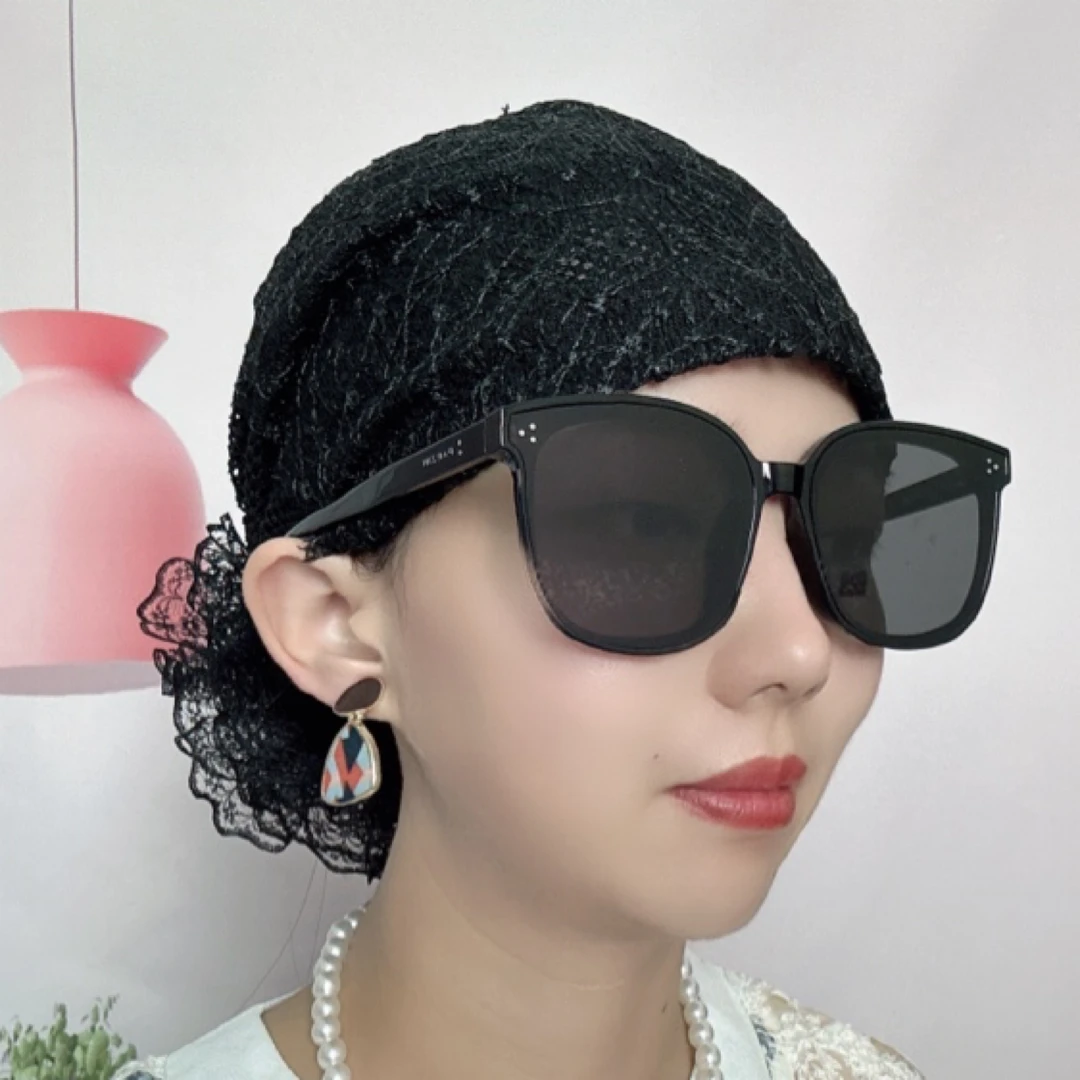 夏季新款遮白发碎发头巾帽蕾丝优雅洋气盘花帽光头百搭透气家居帽