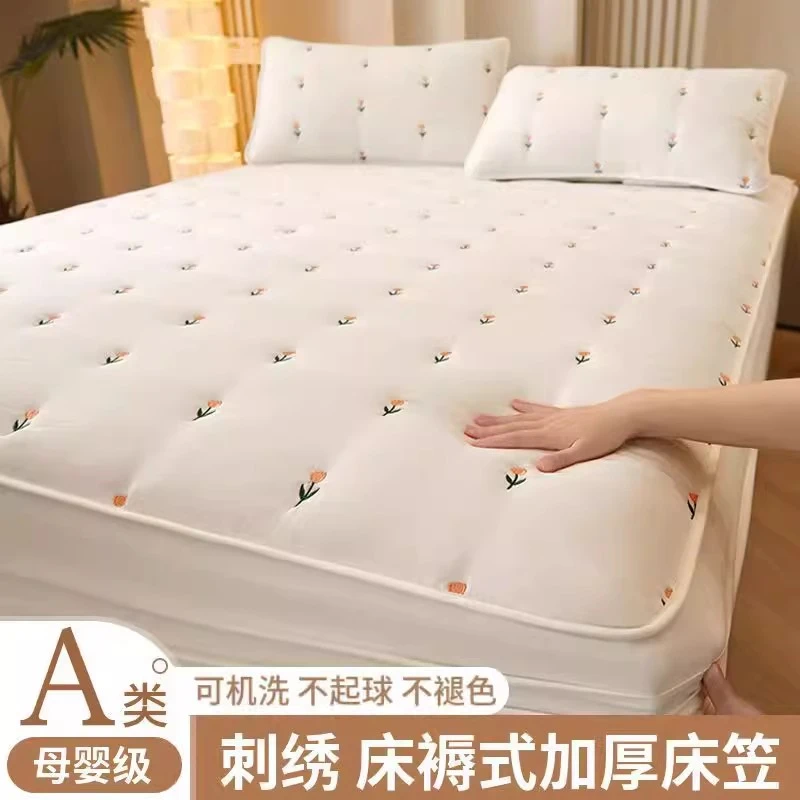 郁金香】A类加厚夹棉床笠单件席梦思床垫保护套防滑固定床单床罩套