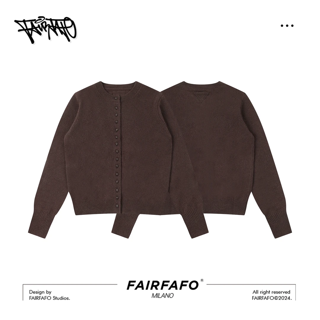 FAIRFAFO林肉肉【简约气质针织开衫】100羊毛LG4MC0045纯色休闲秋冬