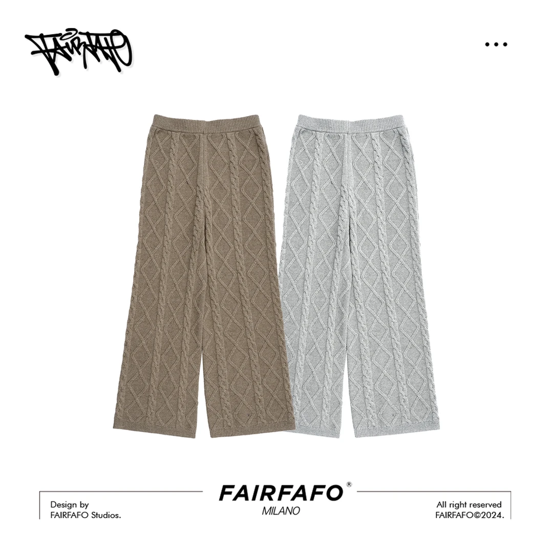 FAIRFAFO林肉肉【绞花毛织裤】绵羊毛MY47115针织编织绞花垂感长裤