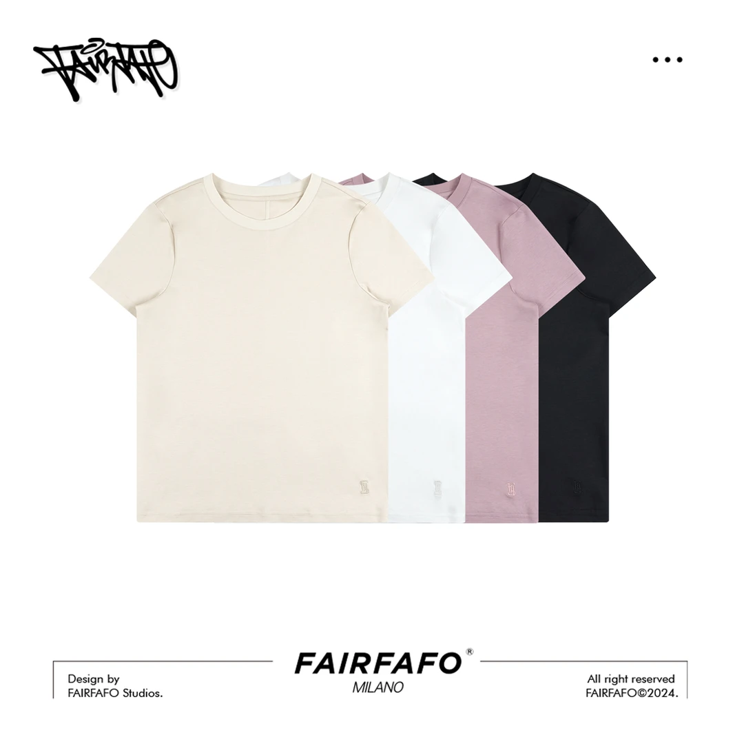 FAIRFAFO林肉肉【云霓】匹马棉纯色刺绣夏季休闲百搭T恤TXAL45211