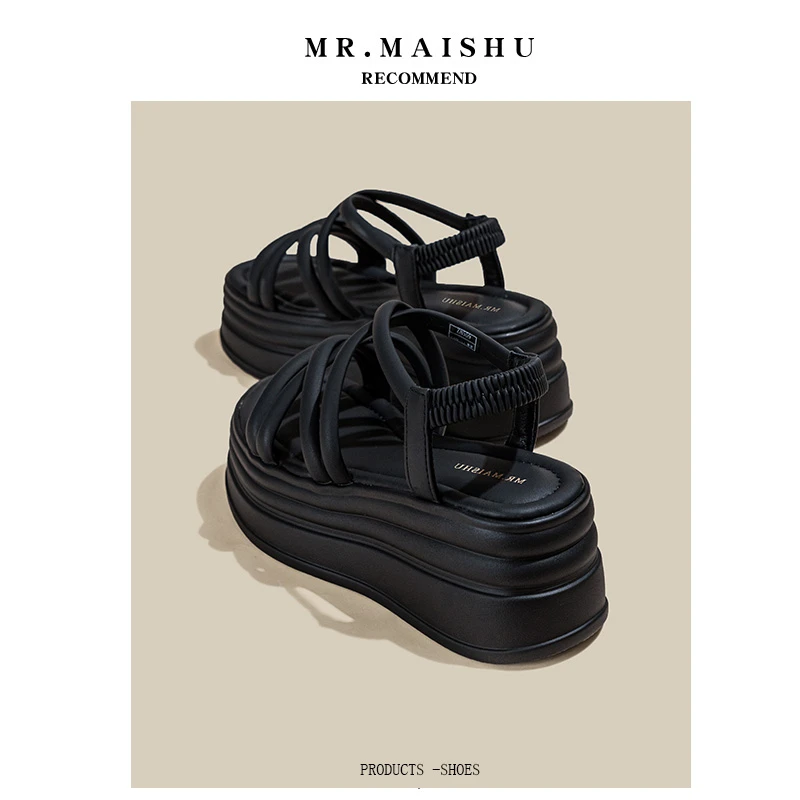 松糕底小个子凉鞋女夏季百搭增高厚底仙女鞋子外穿露趾沙滩凉拖鞋