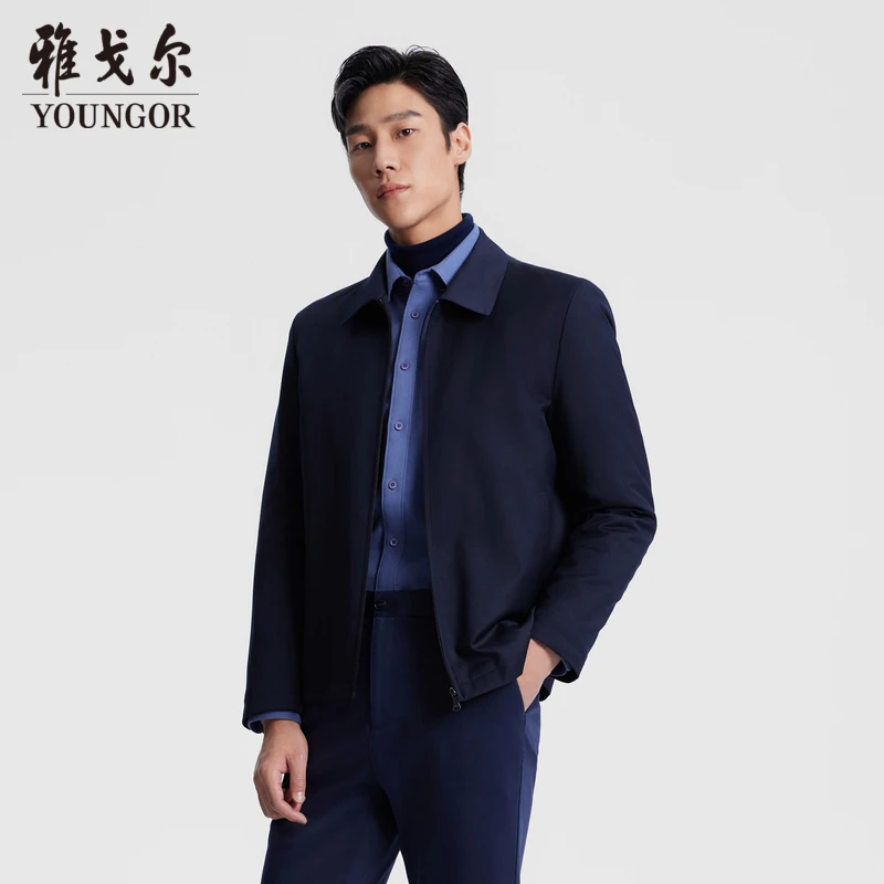 【70%绵羊毛+可拆卸鹅绒内胆】雅戈尔男士保暖翻领秋冬外套429995