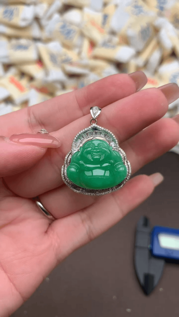 【闪购商品】翡翠挂件18K金镶嵌一