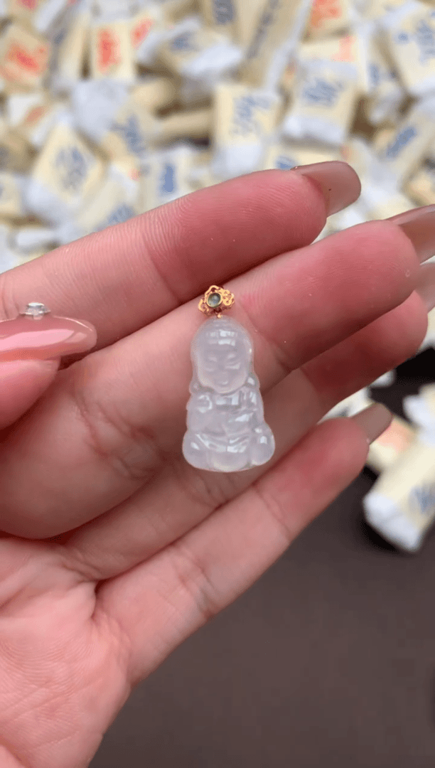 【闪购商品】翡翠挂件18K金镶嵌一