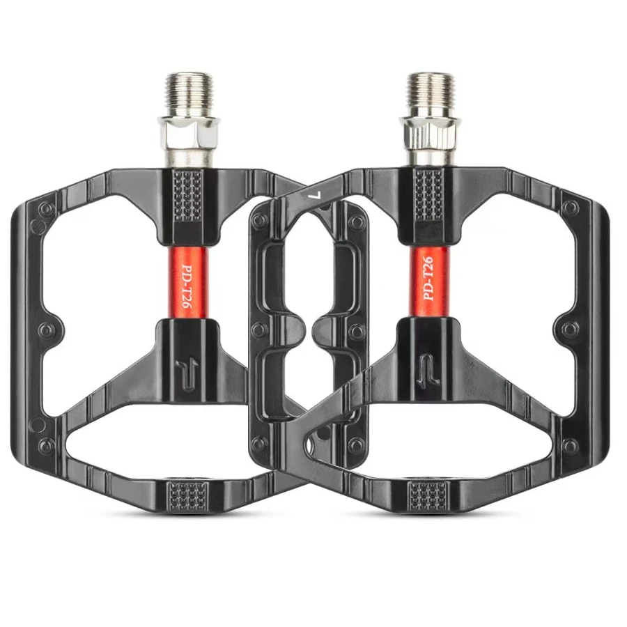 自行车脚踏铝合金套管双色防滑DU润滑山地车脚踏骑行配件