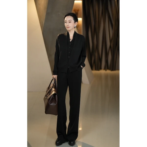 溏朵记2024秋冬新高级感空气棉休闲百搭气质长袖套装两件套83385