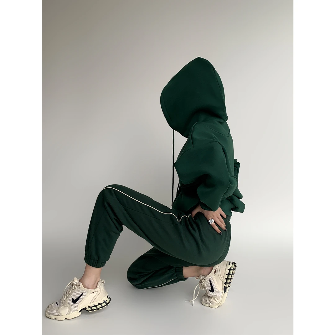 P1111K1801 加绒运动裤女松紧腰显瘦加厚卫裤秋冬新款08.08抖