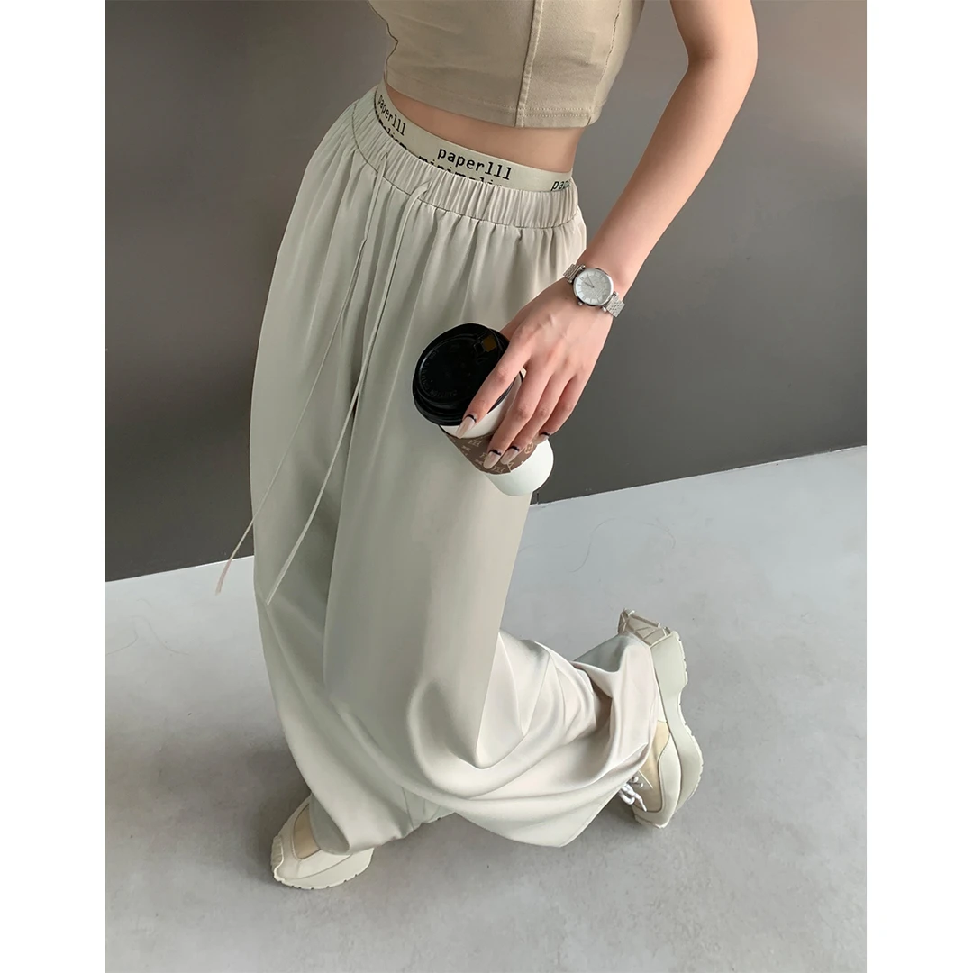 双腰字母阔腿裤无侧缝设计款小众垂感拖地裤P0615K2712  8.4