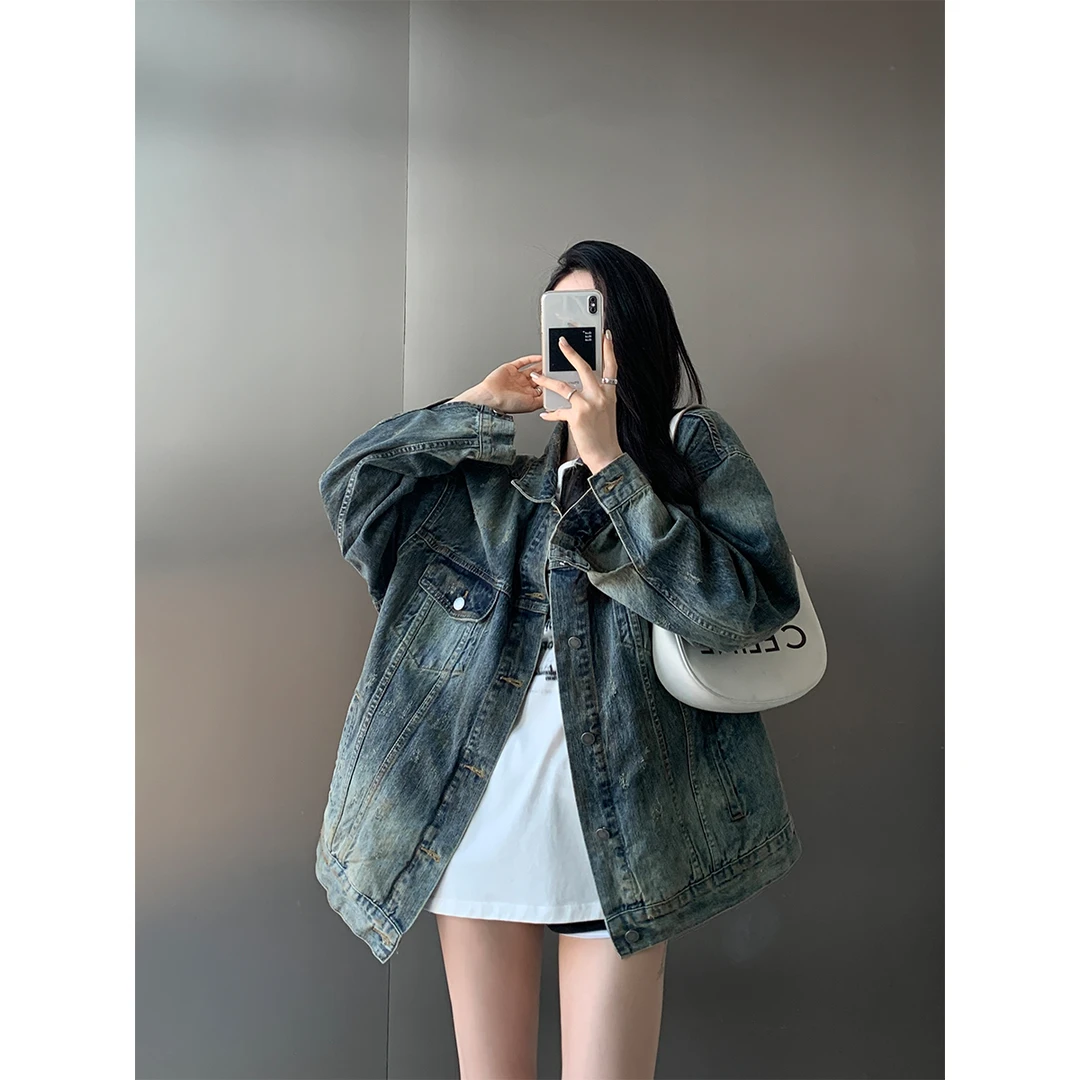 10.17    P0728Y2767街头感短上衣定制款全竹节牛仔外套女新款202