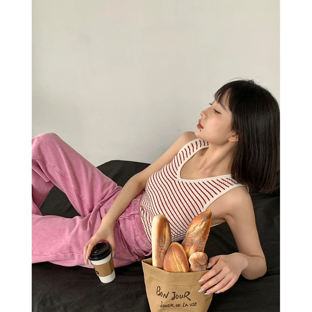 P0211Z2501横条纹羊毛针织衫女修身显瘦通勤两件套 08.02抖