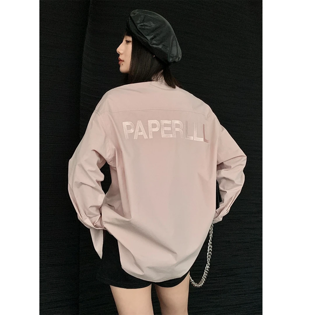 马卡龙色设计感衬衫女潮D家刺绣logo上衣P0211C2506 08.02抖